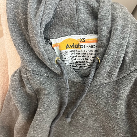 NWOT Aviator Nation Logo Stripe Crop Pullover Hoodie - Picture 3 of 8